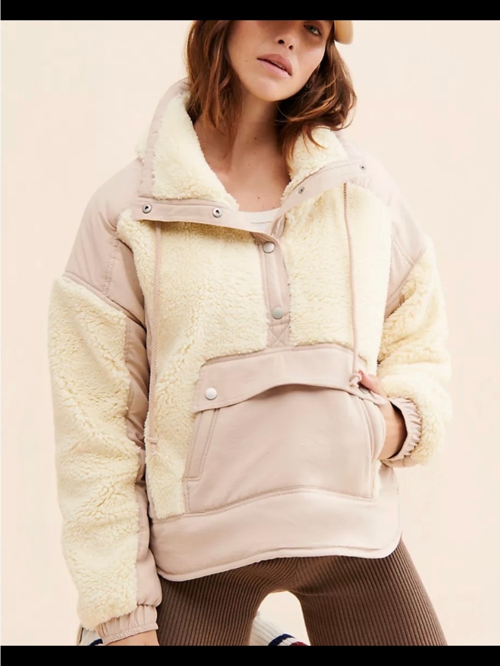 Coleman White and Beige Teddy Sherpa Pullover Jacket.